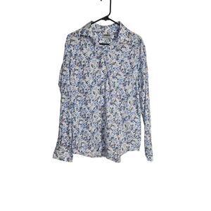 Express Mens Slim Blue/White Floral Button Up Size XL